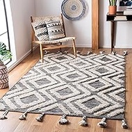 Safavieh Kenya Collection KNY331Z Handmade Wool Area Rug, 6' x 9', Black/Ivory