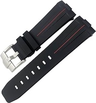 GANYUU Rubber Watchband For Tudor Heritage Black Bay Bronze Pelagos Waterproof Sport Bracelets 23mm 22mm 24mm Watch Strap (Color : Beige, Size : 22mm Silver buckle)