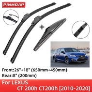 For LEXUS CT 200h CT200h 2010-2020 Front Rear Wiper Blades Brushes Cutter Accessories J Hook 2010 20