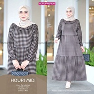 TKG - HOURI MIDI DRESS Wanita Muslimah Kekinian Motif Kotak Kotak Kaos