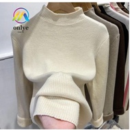 ONLYE Turtleneck Sweater, Autumn Winter Thicken Knitted Pullover, Warm Sueter Velvet Lined Elegant K