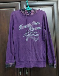 紫色連帽抽繩大學T 假兩件式長袖上衣 #新春跳蚤市場