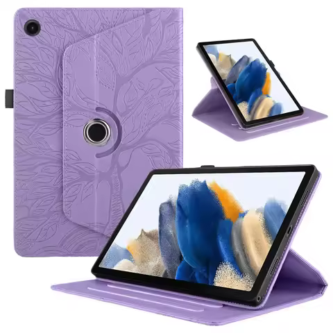 360 Rotation Cover for Samsung Galaxy Tab A8 10.5 Case Tree Embossed Case Funda for Tab A8 A 8 2021