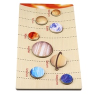 Wooden Planet Puzzles Parish Learning Montessori Toys Kids Moon Phase Change Cognitive World Map Mat