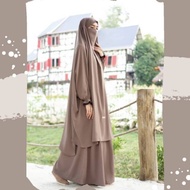 Set Setelan Gamis Fk French Khimar lengan Renda Wanita Muslimah Syari