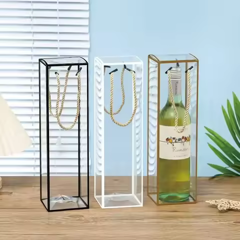 10pcs Portable Gift Box PET Transparent Candy Cake Baking Plastic Handbag Cookies Nougat Wine Packag