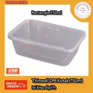 Thinwall DM Container 750ml Kotak Rectangle isi @5pcs @10pcs -