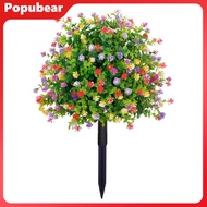 Artificial Topiary with Flowers Outdoor Fake Bushes Plants with Ground Spike UV Resistant Faux Flowe