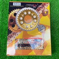 wave125/wave100/wave110/xrm 110,125,rs125 MUTARRU motorcycle Chain and sprocket set Gold