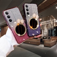 For Realme C75X C75 14X 15 Pro 14T C71 C73 Case with Bow Makeup Mirror Luxury Shiny Gradient Clear P