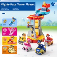 [SG STOCK]Paw Patrol Mighty Pups Look out Tower Block Playset Paw Patrol toys Kids Gift Sembo blocks Nickelodeon