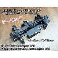 Front end rwd with adjustable wheelbase chassis rc drift wltoys 1/28 k969 k989 284010 284131