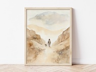 1 Piece Inspirational Christian Wall Art: Jesus and the Lost Sheep Watercolor Painting with Bible Ve