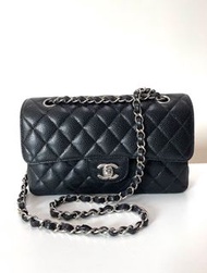 Chanel 23 cm double flap 黑銀牛