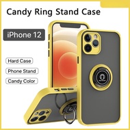 Casing For iPhone12 iPhone 12 Pro Max Mini 12Pro 12Mini ProMax Matte Ring Phone Case Magnetic Holder Ring Casing Bracket  PC Plastic Shockproof TPU Protection Hard Back Cover