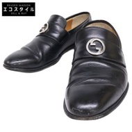 二手 Gucci 730134 互扣式 G 皮革樂福鞋，尺寸 7 1/2