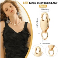 Beebeecraft 1 Box 20Pcs 18K Gold Plated Lobster Claw Clasps 12x6x3mm Jewelry Clasps Connectors with 