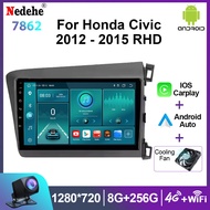 Android car monitor 9 inch For HONDA CIVIC FB 12-15 Android 14 Wireless Carplay Auto Stereo  Wifi GP
