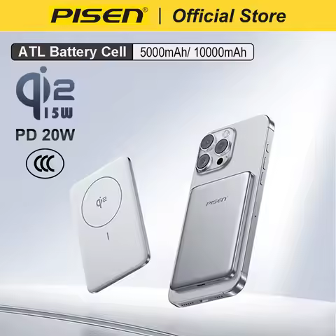 PISEN ATL Cell Qi2 15W Wireless Ultra Slim Magnetic Power Bank 10000mAh PD 20W Fast Charging Externa
