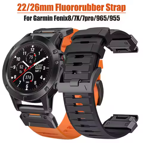Fluororubber Watch Strap For Garmin Fenix 8 7X 7Pro Epix Pro Gen2 QuickFit Garmin Fenix 6 6X Pro 5XP