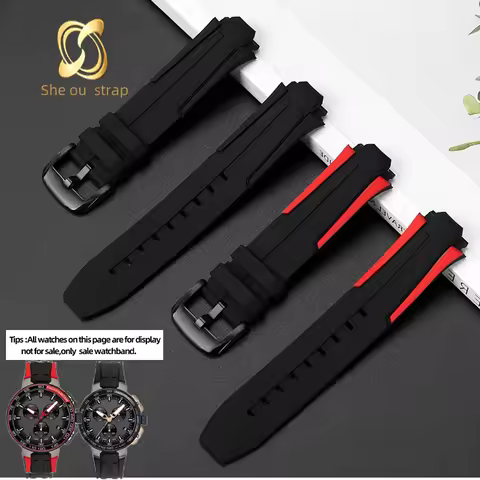 25mm Black Silicone For Tissot T-SPORT MotoGP Series T111.417A Rubber Watchband Men's Watch Bracelet