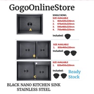 Handmade BLACK NANO KITCHEN SINK / STAINLESS STEEL KITCHEN SINK / SINKI DAPUR.