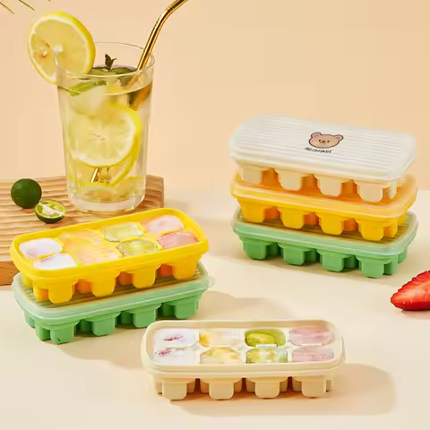 Mini 8 Grids Plastic Ice Mold With Ice Cube Box Reusable Ice Cube Tray Drink Whisky Ice Coolers Ice 