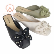 Lady Jelly Shoes Ad1 Women Rubber Slip-On Fashion Ribbon / Kasut Perempuan Tutup Separuh Sarung Geta