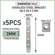 Stainless Steel Bracket Straight Bracket 5PCS 160x20x3mm