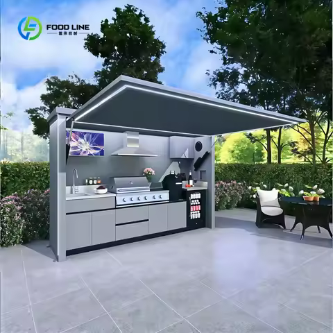 Customized Weatherproof Outdoor Kitchen Cabinets Island with Sink Outdoor Kitchen Appliances for Cap