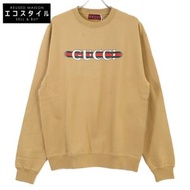 Gucci 24AW 784413 XJGKR 米色正面Logo棉質針織衛衣 M碼