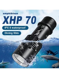 超亮潛水手電筒xhp70專業水肺潛水led手電筒ipx8防水閃光燈強大的水下燈具