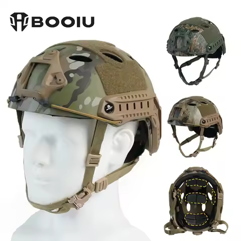 BOOIU Fast Tactical Helmets ABS Adjustable Knob Disguise CP Airsoft Helmet Outdoor Sports Hunting CS