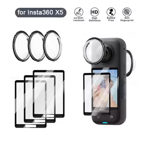 Tempered Glass Film For Insta360 X4 X5 Screen Protector Anti-Scratch Lens Guard Cap Protective Kit 3