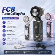 FC8 High-Speed Cooling Fan Foldable Rechargeable Refrigerating Handheld LED Display Low Noise Travel