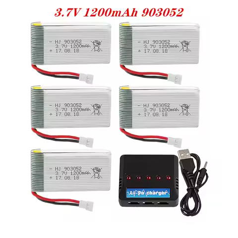 3.7V 1200mah 903052 Lipo Battery Charger Set With Change For KY601S Syma X5c X5 X5SC X5SW M18 H5P RC
