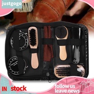 8PCS Leather Shoes Care Tool Boot Cleaning Kit with Black &amp; Neutral Shoe Polish