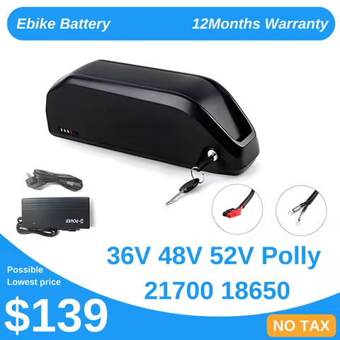 Polly Electric Bike Ebike Battery Pack 21700 18650 Cells 52V 48V 36V Options Powerful 13Ah 15.6Ah 24