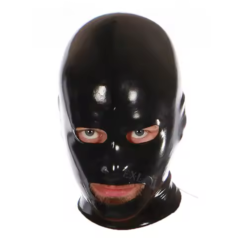 Latex Hood Adult Fetish Mask Latex Rubber Bondage Hood Open for Mouth and Eyes and Nose Deadpool Mas