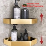 BLACK GOLD 2-Tier Anti-Rust Aluminum Corner Shelf / BLACK GOLD Multipurpose Toilet Shelf