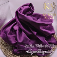 (per meter) KAIN SATIN VELVET Roberto Silk Premium Warna UNGU BURGUNDY Grosir Murah Grade A Lebar 15