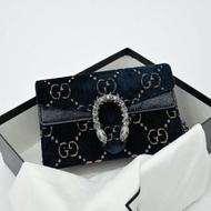 Gucci 古馳 Dionysus Super Mini  GG Logo 藍色 絲絨  酒神包 鏈條錢包 WOC 鏈條包 斜挎包