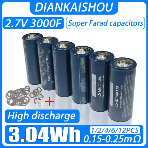 Super Capacitor 2.7V 3000F Farad Capacitor, High Current Starting Capacitor DIY 12V 24V Welding Mach