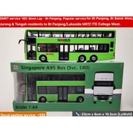 1:64 scale Singapore Green Man A95 euro 5 batch 2 bus model, service 180
