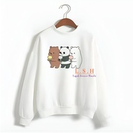 LSH Basic Crewneck Sweater We Bare Bears Ice Cream Cotton Fleece Material Size M-XXL (Women and Men)