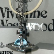 紫鑽🌟誠信商家🌟💜全新英國正品 Vivienne Westwood 西太后 土星orb 冰川藍 中號項鍊