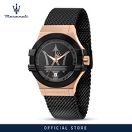 【2 Years Warranty】 Maserati Potenza 40mm Black Dial Stainless Steel Mens Quartz นาฬิกาข้อมือ R885310