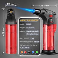 Torch Lighter Butane Lighter Windproof Butane Refillable Torch Flame Lighter Jet Flame Windproof Torch Lighter for Candle Fireplace Camping Grill BBQ Kitchen