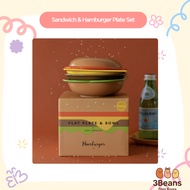 [Dailylike] Hamburger & Sandwich Plate Set - Hamburger Plate & Bowl Set/Sandwich Plate Set |Creative