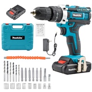 Makita สว่านไร้สาย DDF485 ไขควงไร้สาย DDF487 ไขควงไร้แปรงถ่าน มาพร้อมกับแบตเตอรี่ลิเธียม 18V สองก้อน